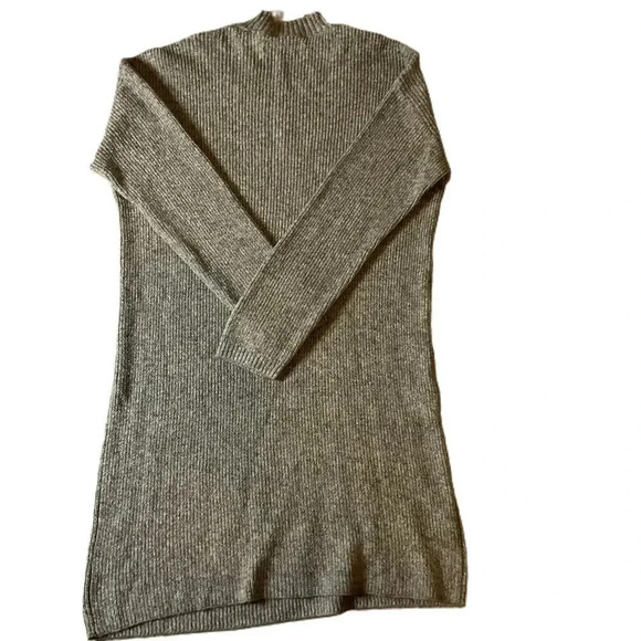 NWT LOFT Womens Grey Long Sleeve Ribbed Mock Neck Sweater Dress‎ Size Large - Picture 6 of 6